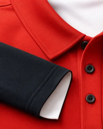 Long Sleeve Polo, close-up of the fabric and stitching