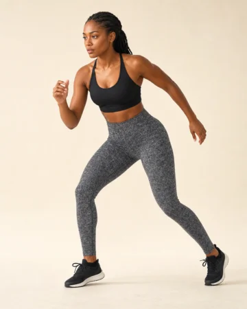 High-Waist Leggings, worn by a model in motion