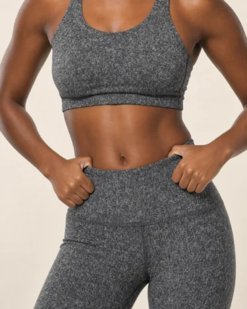 High-Waist Leggings, worn by a model, close-up