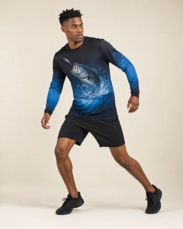 Long Sleeve Fishing Shirt, worn by a model in motion