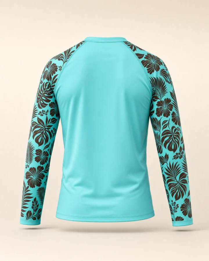 Hawaiian Print Rashguard, back view
