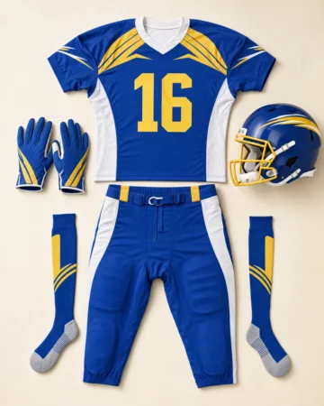American Football Game Uniform Set, laid flat