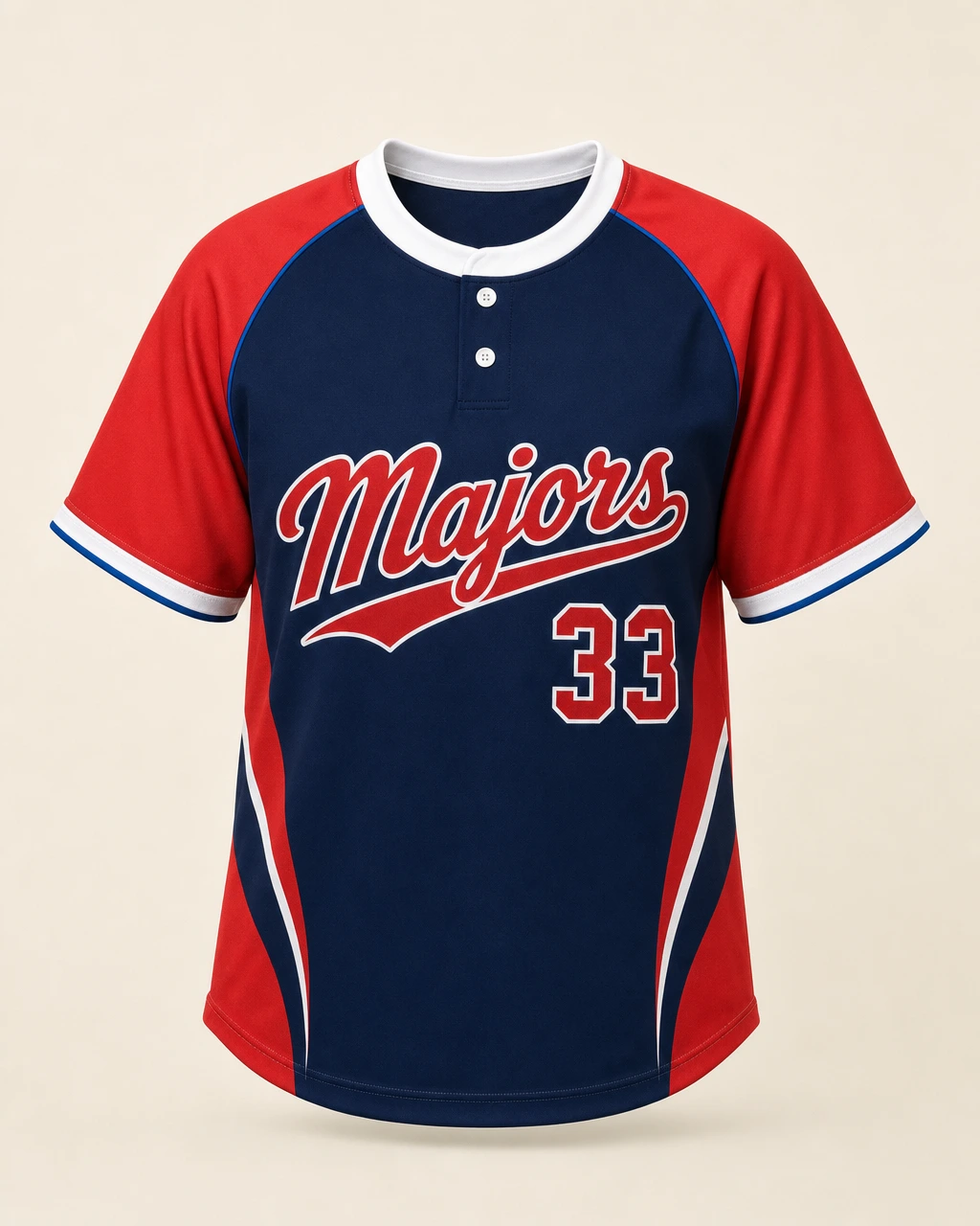 Softball Jersey (2-Button Henley), front view